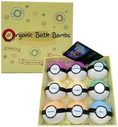 Bath Bombs for Kids - 9 Pack Organic Bath Fizzes with Essential Oils, Natural Ingredients, Soothing Aromatherapy, Great Gift for Boys and Girls, Fun Bath Toy, 3.5 OZ