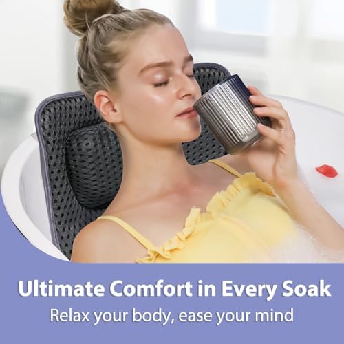 Full Body Bath Pillow for Tub - Luxury Bathtub Pillow for Full Back, Head and Neck Support, Quick Dry Bath Cushion, 168 Suction Cups, Bathtub Accessories for Gift