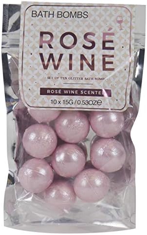 Gift Republic Rosé Scented Bath Bombs Pink Sparkly Mini Bath Fizzies Pampering Gift for Women Mother's Day Birthday Teachers Gift Christmas Pack of 10