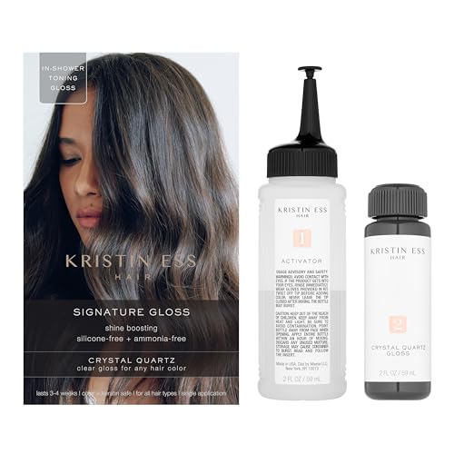 Kristin Ess Hair Crystal Quartz Clear Hair Gloss for All Hair Types + Colors - Anti Brass Treatment for Women - Shine Boosting + Deep Conditioning Treatment - Vegan - Phthalates + Paraben Free