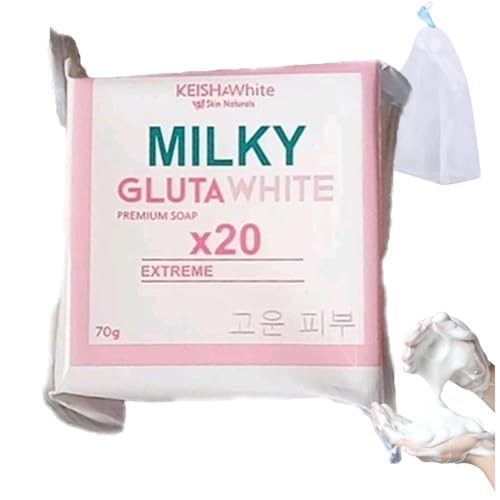 Milky Gluta 𝐖𝐡𝐢𝐭𝐞 Soap 20x, 70g Glutamilk 𝐖𝐡𝐢𝐭𝐞𝐧𝐢𝐧𝐠 Soap, Milkygluta 𝐖𝐡𝐢𝐭𝐞 Bar Soaps, Premium 𝐁𝐫𝐢𝐠𝐡𝐭𝐞𝐧𝐢𝐧𝐠 Soaps for Face & Body, Deep Cleanse, Exfoliate (1PCS)