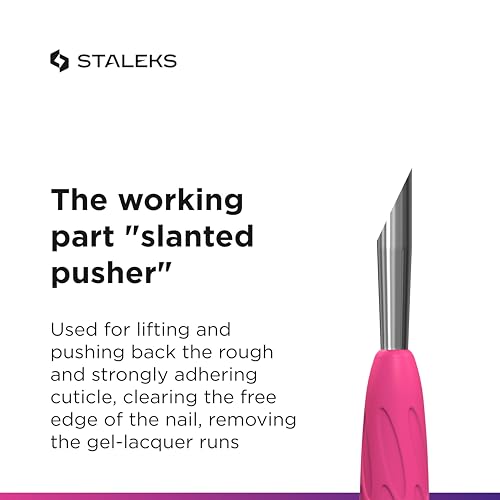 STALEKS UNIQ PQ-11/2 Double Manicure Instrument with Silicone Grip (Ring + Hoof Sticks)