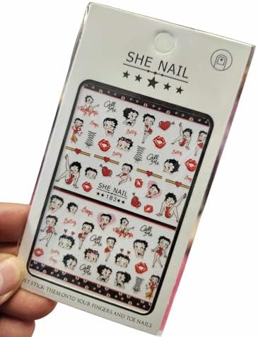 Extravaganza Nails Cartoon Nail Art Stickers, Heart and Kiss Design Decals for Fingers and Toes Style 183