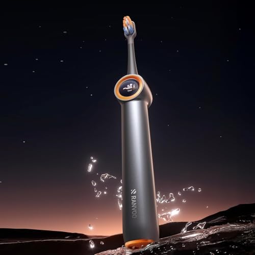 RANVOO [Vibrating & Flossing 2-in-1 AirJet Bubble Sonic Electric Toothbrush, 100% Plaque Removal, Whiter for Adult Protect Gum Orthodontic Teeth Clean Rechargeable Gift with 2 Soft Brush Heads Grey