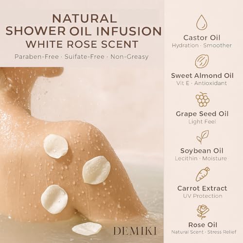 Moisturizing Bath Oil for Dry & Sensitive Skin. Nourishing & Hydrating Winter Care Shower Oil, Soothes & Softens, Locks in Moisture,10 Fl.oz (300ml)