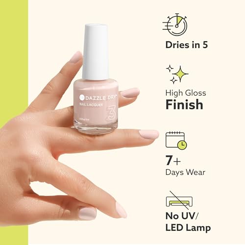Dazzle Dry Nail Lacquer (Step 3) - Broadway Beige - A cool and medium greige with purple undertones. Full coverage cream. (0.5 fl oz)