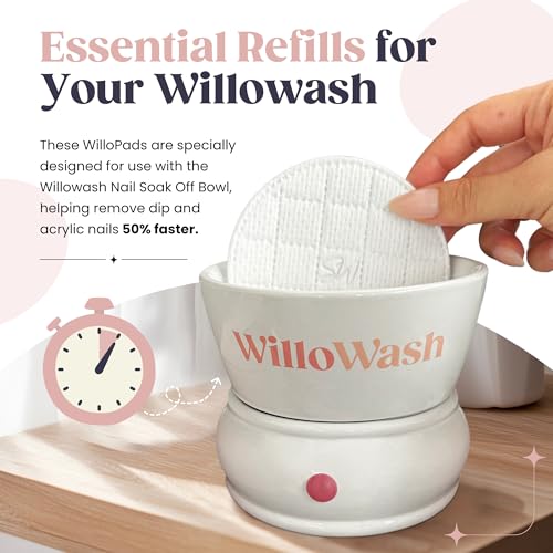 UPDATED Willopad Refills for Willowash Acrylic Nail Remover - 16 Count - Round - Willopads