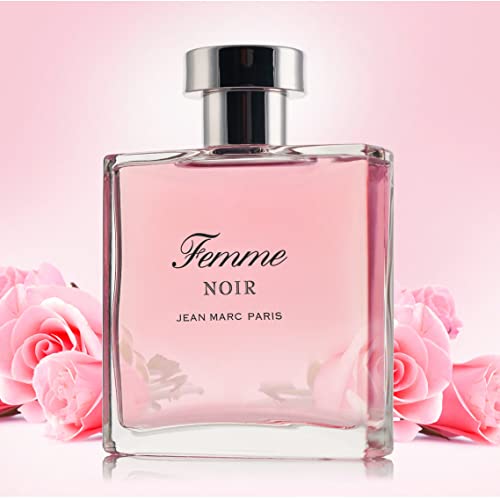 Jean Marc Paris Femme Noir Eau de Parfum Spray 100ml, Women's Floriental Perfume, 3.4 fl. oz, notes of Strawberries, Sweet Pink Rose, and Vanilla