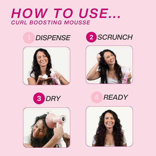 Dippity Do Girls with Curls Curl Enhancing Mousse -2-Pack- Lightweight 3-in-1 Defining Mousse for Curly and Wavy Hair - Hibiscus and Olive Oil for Frizz Free and Bouncy Curls -200 mL/6.7 fl oz