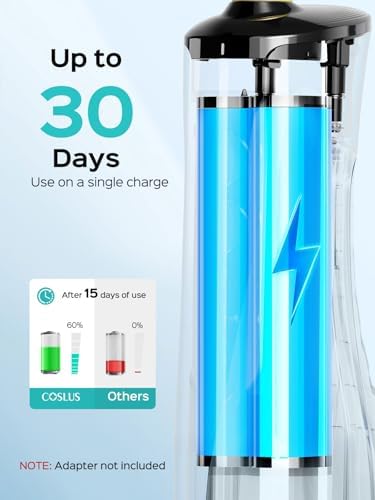 COSLUS Portable Water Flosser for Teeth: 10 Pressure Settings Professional Water Dental Pick for Orthodontic, Braces & Sensitive Gums - Cordless for Travel Use, for Adults Teens, BPA-Free, W40(WFP14)