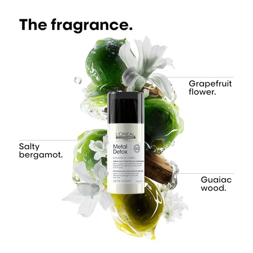 L'Oréal Professionnel Paris Metal Detox Smoothing Cream - Lightweight Styling Leave-In Treatment For All Hair Types, Hydrates and Protects Against Frizz, UV & Metals