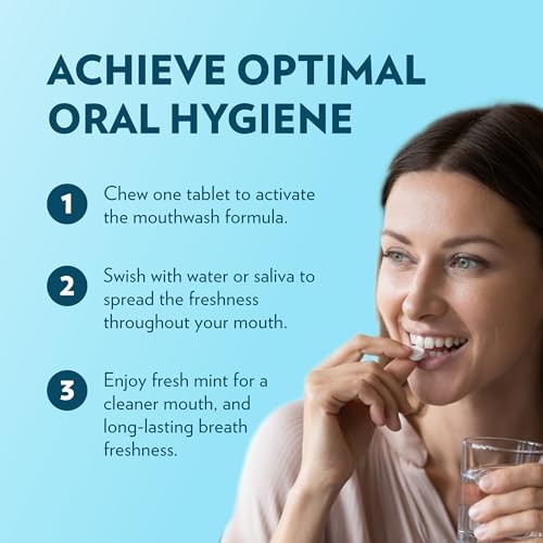 Peppermint Mouthwash Tablets - Chewable Tablet for Fresh Breath Fluoride Free Alcohol Free Travel Size Mouthwash - 90 Tablets