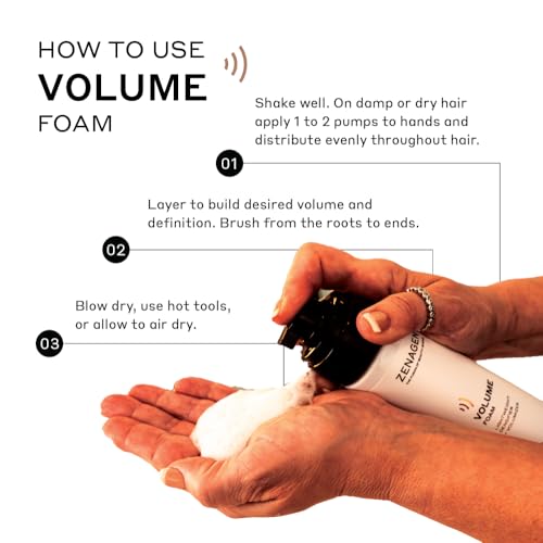 ZENAGEN Volume Foam | Lightweight Densifier + Volumizer, Boosts Hair Volume & Thickness, Provides Lightweight Hold, Nourishes & Strengthens Hair, Non-Greasy Plant-Based, Vegan, All Hair Types, 7 oz