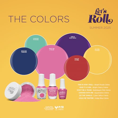 Gelish Let's Roll Summer Collection - Long-Lasting Soak Off Gel Nail Polish, Vibrant Color, High Shine, Chip-Resistant Formula, Professional Quality