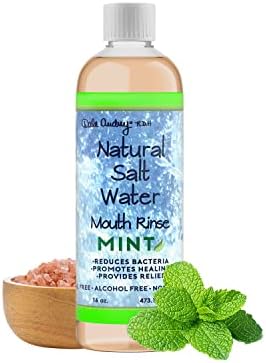 Natural Pink Himalayan Saltwater Mouth Rinse | Organic Mint Flavor I Fluoride Free Freshens Breath | Alcohol & Cruelty Free | Teeth Cleaner Mouthwash & Rinse for Healthy Gums | Non GMO-16 FL Oz