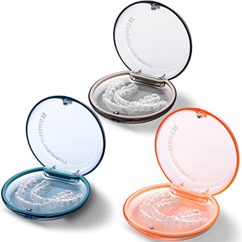 Retainer Case, 3 Pack Mouth Guard Case with Magnetic Closure Hinged Lid, Cute Night Guard Cases, Portable Slim Aligner Cases for Girl, Boy, Women, Men, Teenage, Adult-Easy to Carry