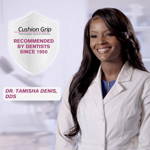 Cushion Grip Thermoplastic Denture Adhesive, 0.35 oz Travel Size (Pack of 2) | Refits and Tightens Loose Dentures On The Go | Non-Glue Adhesive, Acts Like a Soft Reliner