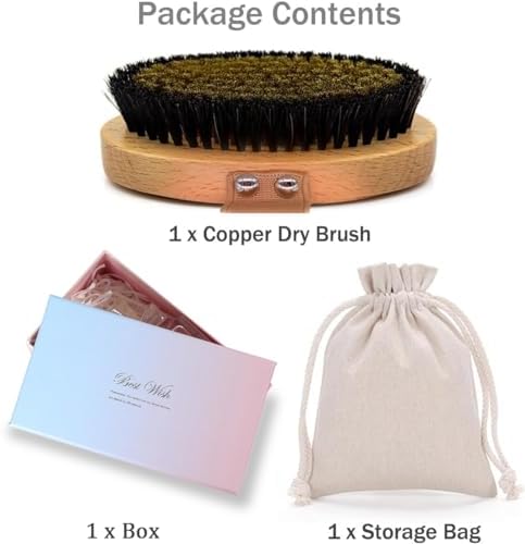 Copper Dry Brushing Body Brush with Ion Charged Bristles Dry Brush, Exfoliating Body Brushs,Reduce Stress