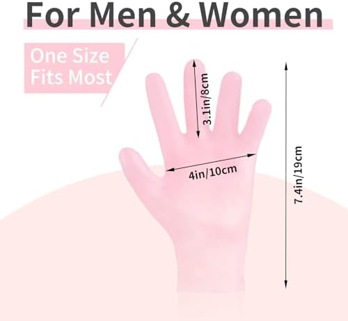 MoyRetty Silicone Moisturizing Gloves 2 Pairs, Flexible & Durable, Ideal for Dry Hands, Home Spa Experience - Pink & Beige