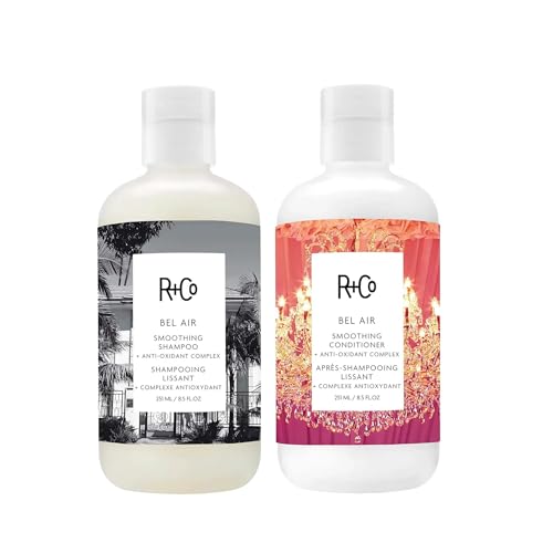 R+Co Bel Air Smoothing Shampoo and Conditioner Set (8.5 Oz) + R+Co Bonus Deluxe Sample (.5 Oz) | Body + Shine + Smoothing for All Hair Types | Vegan + Cruelty-Free |