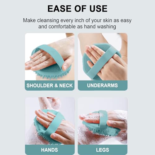 Silicone Body Scrubber Shower Brush Super-Exfoliating Body Brush with Non-Slip Strap, Eco-Friendly Bath Scrubber for Sensitive/All Skin Types, Gentle Massage & Effective Shower Exfoliation