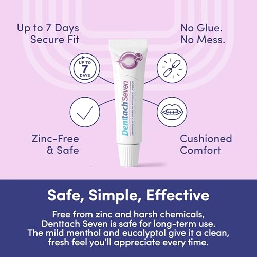 Denttach Seven Denture Adhesive, Thermoplastic Denture Cushion and Reliner, Upper and Lower Denture Comfort for Up to 7 Days, Zero Glue, Zinc Free