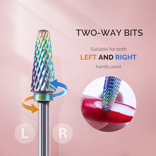 MelodySusie Nail Drill Bits Set, 10pcs Tungsten Carbide Nail Bits for Nail Drill E-file, 3/32 inch Bits Manicure Pedicure Remover Tools for Acrylic Gel Nails, Salon Home Nail Care Supplies, Colorful