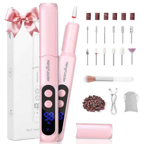 Cordless Electric Nail Drill Professional 3 Speeds Nail Drill Kit for Acrylic Gel Dip, USB Portable Rechargeable 20000 RPM Efile Manicure Pedicure Polishing Shape Tools(Pink)