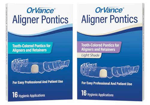 Aligner Pontics - Original (Medium) Shade (16 Count) | Temporary Tooth Replacement for Invisalign, Aligner Trays and Clear Retainers During Orthodontic Treatment