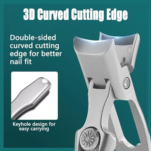 MightyClip Nail Clippers - German Stainless Steel for Men, Includes Nail File and Storage Box (Silver)