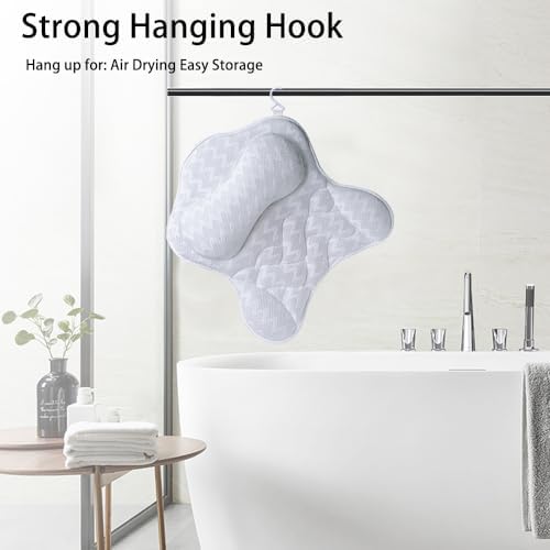 Bath Pillow, Tub Pillow for Bathtub Support Neck,Head and Back with Strong Non-Slip Suction Cups and Comfortabl 3D AirMesh Bath Pillow for Men and Women