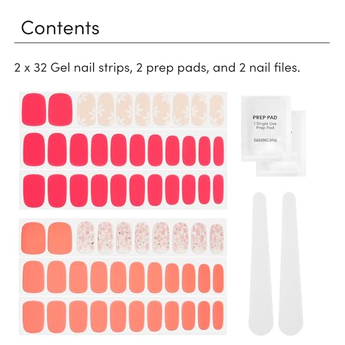 Dashing Diva Gloss Nail Strips Bundle - The Vivids Collection - Fruit Punch Petals & Papaya Breeze - UV Free, Chip Resistant, Long Lasting Gel Stickers - Contains 2 Sets