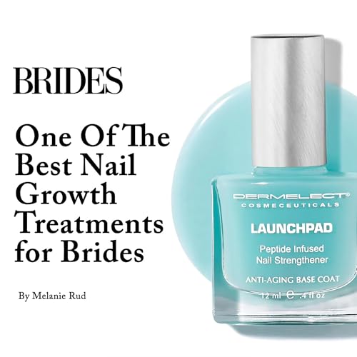 Dermelect Launchpad Nail Strengthener - Nailcare Base Coat with Keratin Protein Peptides, Strengthening, Hardening Protective Treatment for Weak, Thin, Brittle, Hard to Grow, Damaged Nails 0.4 oz