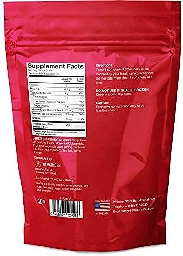 BariatricPal 30-Day Bariatric Vitamin Bundle (Multivitamin ONE 1 per Day! with 45mg Iron Capsule and Calcium Citrate Soft Chews 500mg with Probiotics - Strawberry Twist)