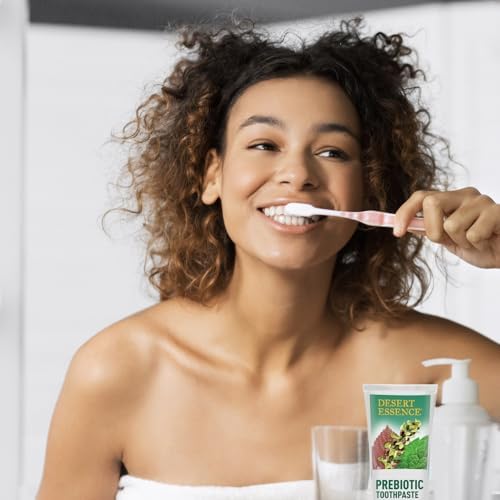 Desert Essence Prebiotic Plant-Based Whitening Toothpaste - Mint - Oral Care with Inulin, Perilla Seed & Aloe - Vegan, Fluoride Free, Non-GMO, Gluten-Free, Cruelty-Free - 6.25 oz