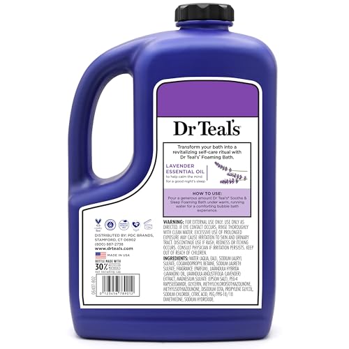 Dr Teal's Foaming Bath with Pure Epsom Salt, Soothe & Sleep with Lavender, 62.5 fl oz