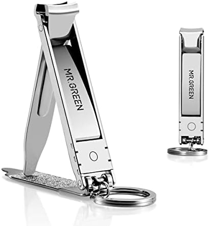 MR.GREEN Collapsible Nail Clippers Small and Thin Portable Travel Nail Scissors Cutter Stainless Steel Manicure Tools with Nail Files (Eco-Packaging)