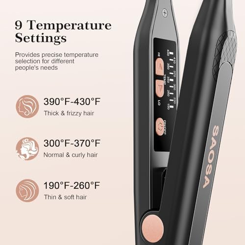 Pencil Flat Iron, 3/10" Small Flat Irons for Short Hair, Pixie Cut and Bangs, Mini Hair Straightener for Edges, Tiny Hair Straightener Dual Voltage with Adjustable Temperature, Auto Shut Off
