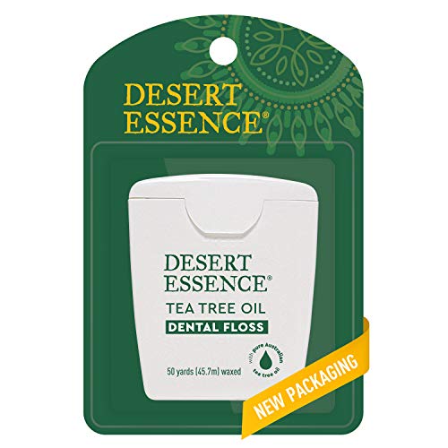 Desert Essence, Tea Tree Dental Floss 50 yd - Gluten Free - Cruelty Free - Naturally Waxed with Bees Wax - No Shred Floss - Tea Tree Oil - Removes Plaque and Build Up, pack of 6