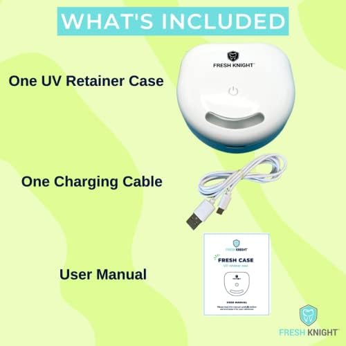 FRESH KNIGHT UVC Retainer Cleaner & Denture Cleaner - UV Retainer Case - Ideal for Invisalign & Mouth Guards - White UV Retainer Container - Convenient Travel Size