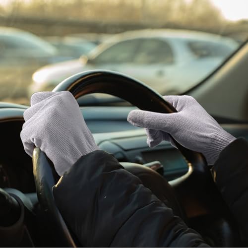 MIG4U Moisturizing Beauty Gloves Touchscreen Overnight Sleeping Glove for Women Dry Hands, Nighttime Lotion, Eczema, SPA, Cosmetic Treatment, Grey Purple 3 Pairs Size S/M