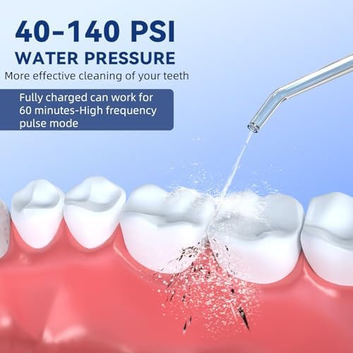 Portable Cordless Water Dental Flosser,Travel Size Collapsible Storage 5 Modes, 200 ML Telescopic Water Teeth Cleaner Pick, IPX 7 Waterproof Rechargeable,5 Jet Tips 360°Rotation (White)