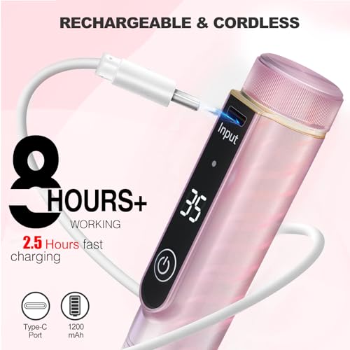 Cordless Nail Drill, 35000RPM Professional Efile Nail Drill Machine, LCD Display Rechargeable Portable Electril Nail Drill with 12pcs Bits and 6pcs Sanding Bands for Acrylic Nails Gel Polish Remover