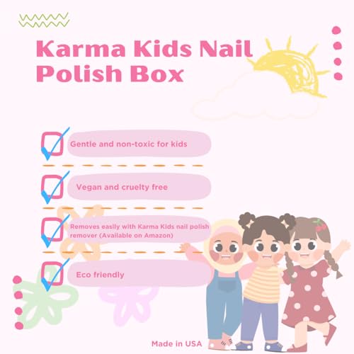 Karma Kids Nail Polish Box Set No. 1 Natural Safe Nail Polish for Little Girls - Non-Toxic, Vegan, and Cruelty Free – Quick Dry Kids Friendly