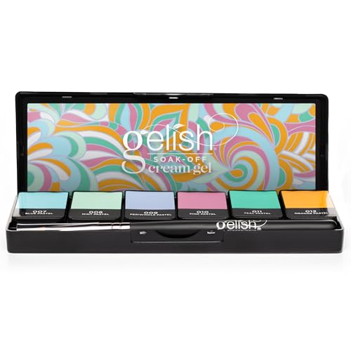 Gelish Cream Gel - Solid Gel Nail Polish, Solid Gel Nail Polish Palette, Cream Gel Nail Polish with Brush, LED Cure, Long-Lasting Soak Off Polish