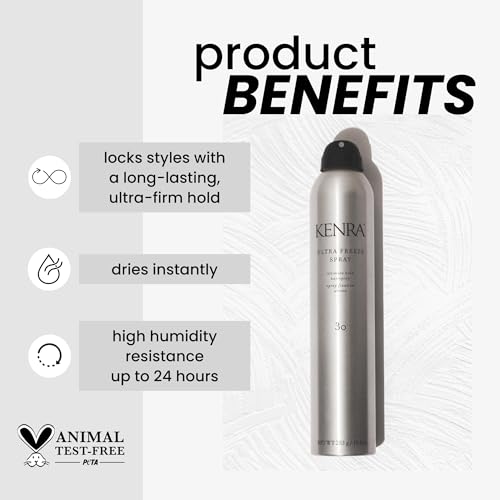 Kenra Ultra Freeze Spray 30 | Ultimate Hold Hairspray | Long-Lasting, Ultra-Firm Hold | Fast-Drying Formula | Provides Humidity Resistance | High Shine, Flake-Free Finish | All Hair Types