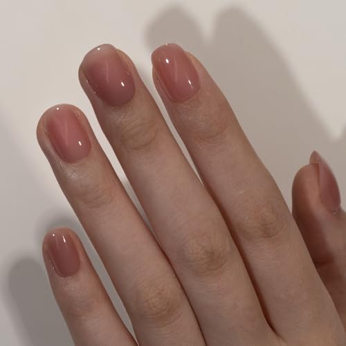 Curvlife Tip Press on Nails Acrylic Fake Nails with Design Full Cover False Nails for Women Reusable Nail Kit with Nail Glue Adhesive Tabs Nail File (honey peach, 30pcs)