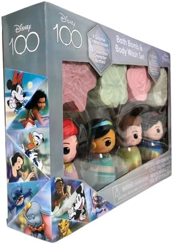 Disney Princess Bath Bomb & Body Wash Set, 8-Piece Set with 4 Scented Body Wash & 4 Bath Bombs, 4 Surprise Charms & 4 Collectible Character Bottles! Make Bath Time Fun! Ages 3+