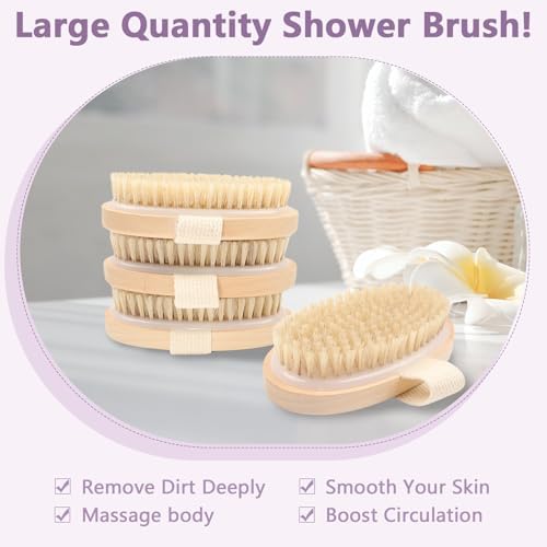4 Pcs Dry Brushing Body Brush Exfoliating Body Brush Dry Brushing Body Brush for Lymphatic Drainage Back Circulation Improvement Dead Skin Remove Beauty Exfoliator