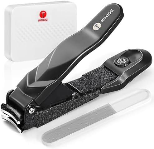 Nail Clippers for Men Women with Catcher,No Splash Ultra Sharp Professional Heavy Duty Nail Clipper,Adult Sturdy Fingernail Clipper & Toenail Clipper with Nano Nail File for Travel,Gifts